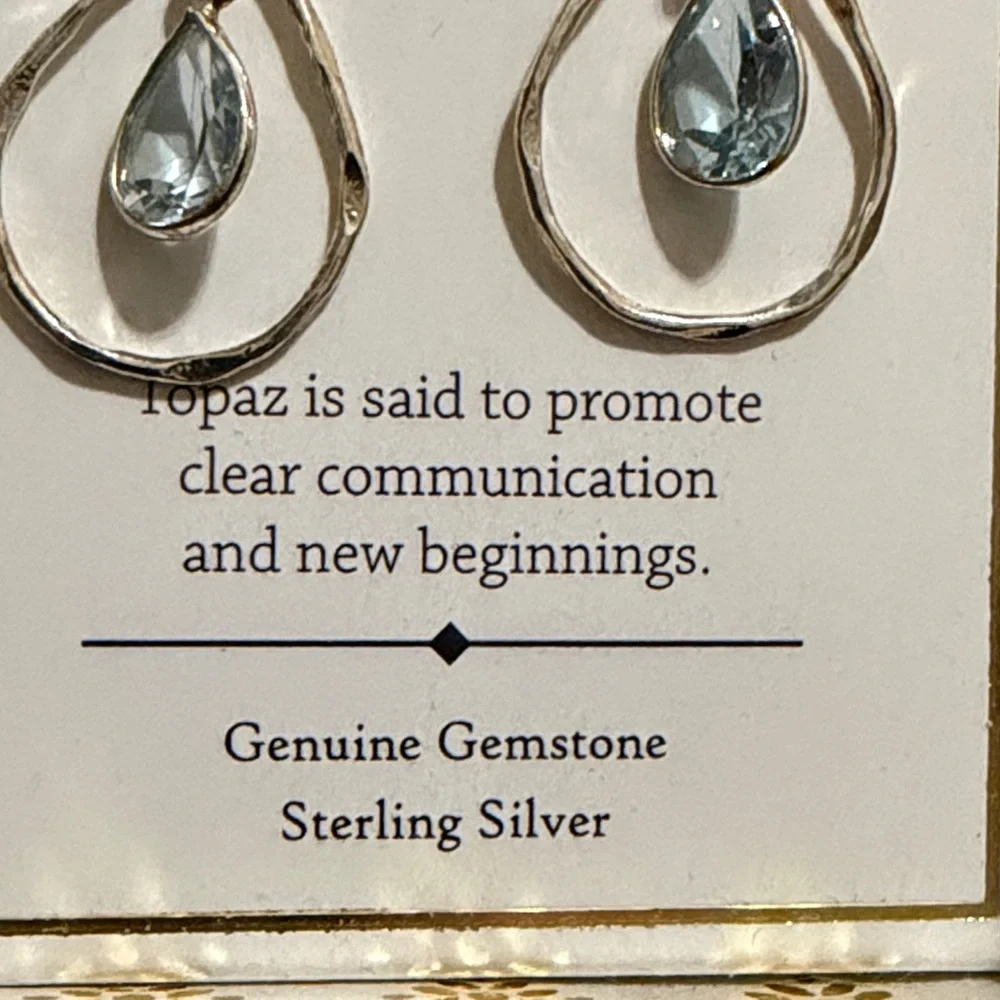 Sterling silver and blue topaz earrings, NIB